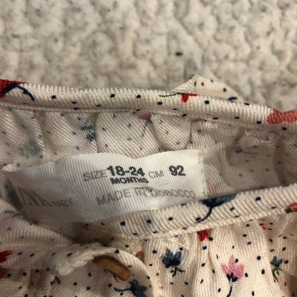 Zara Floral Button Down Shirt Ruffle Neck Girly - Picture 2 of 4